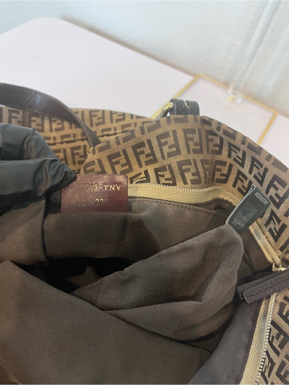 FENDI ZUCCHINO MONOGRAM CANVAS HANDBAG - Picture 5 of 12